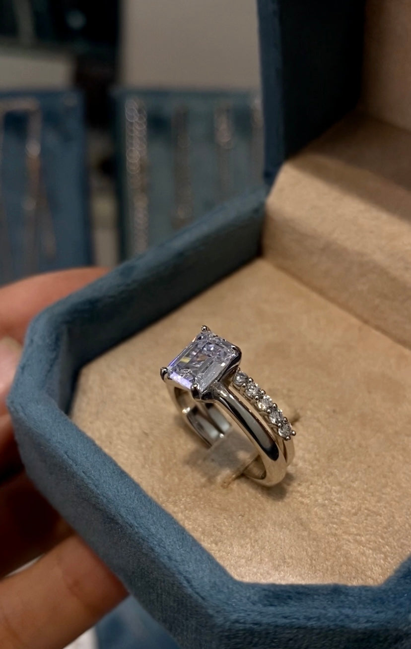 Bague Rectangle avec Alliance